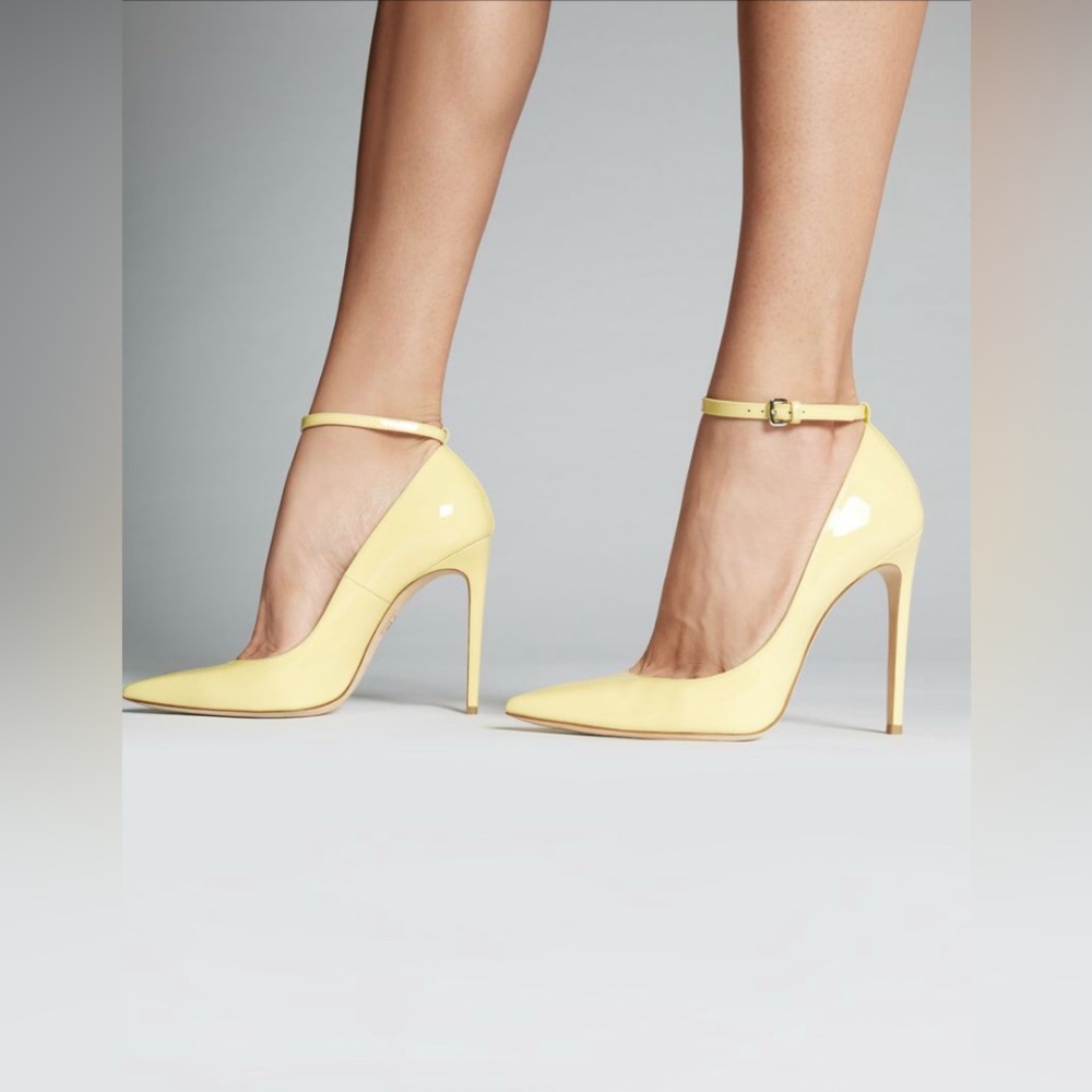 DSQUARED2 Yellow Patent Leather Pointed-Toe Ankle-Strap Pumps